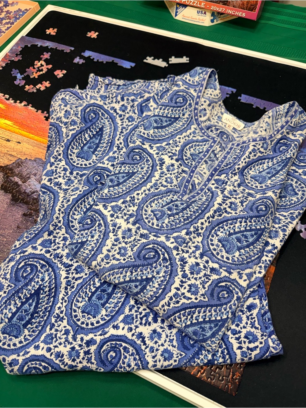 ANOKHI Blue Paisley Print Women’s Pajamas - Size XL